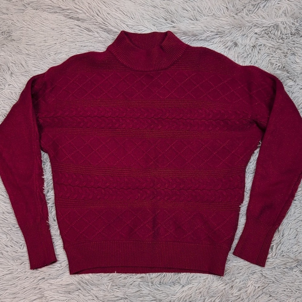 Magaschoni Sweater Womens XS‎ Red Stretch Soft Cozy Comfort Preppy Textured